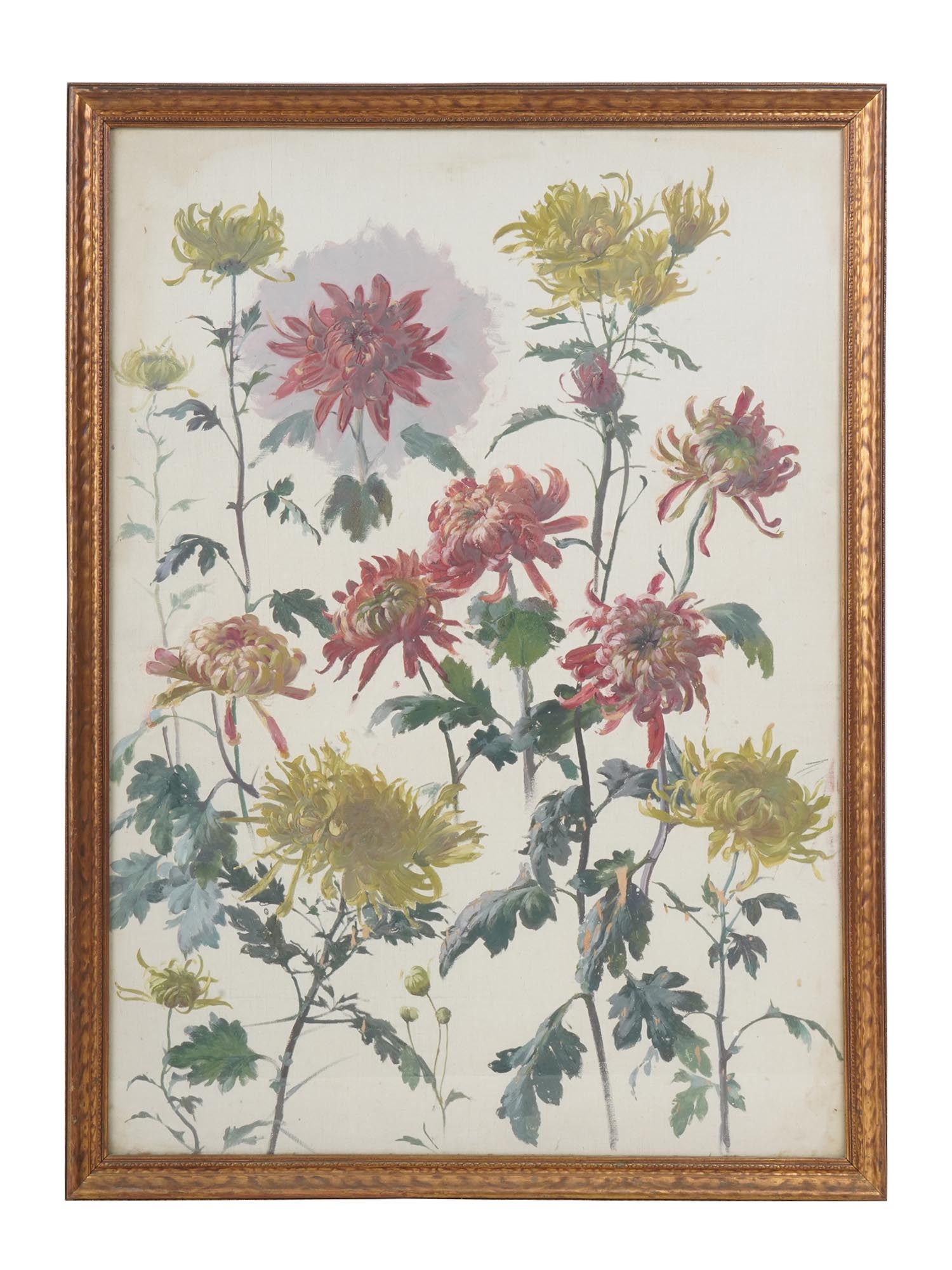 VINTAGE OIL PAINTING CHRYSANTHEMUM FLOWERS PIC-0